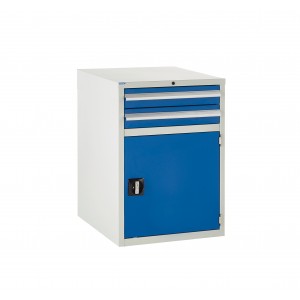 2 Drawer and Cupboard Euroslide Workshop Tool Cabinet - 825H 600W 650D Blue