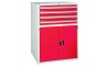 4 Drawer and Cupboard Euroslide Workshop Cabinet - 1200H 900W 650D - Red