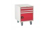 2 Drawer and Cupboard Euroslide Under Bench Tool Cabinet - 780H 600W 650D - Red