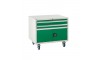 2 Drawer and Cupboard Euroslide Under Bench Tool Cabinet - 780H 900W 650D - Green