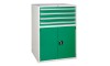 4 Drawer and Cupboard Euroslide Workshop Cabinet - 1200H 900W 650D - Green