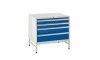 4 Drawer Euroslide Under Bench Tool Cabinet  1 - 780H 900W 650D - Blue