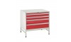 4 Drawer Euroslide Under Bench Tool Cabinet  1 - 780H 900W 650D - Red
