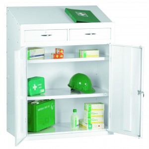 First Aid Medical Lectern Cabinet - 1200H 915W 457D (mm) - Fixed Base