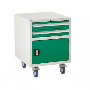 2 Drawer and Cupboard Euroslide Under Bench Tool Cabinet - 780H 600W 650D - Green