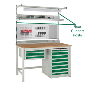 Rear Support Post Shown on one of the Benches along with other accessories and cabinets