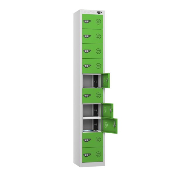 Pure Power Tablet 10 Door 10 Comp Locker, Silver Carcass, Green Door