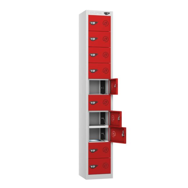 Pure Power Tablet 10 Door 10 Comp Locker, Silver Carcass, Red Door