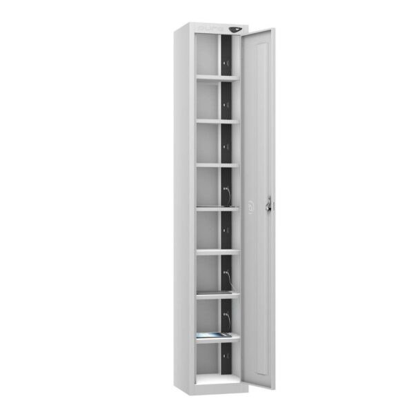 Pure Power Tablet 1 Door 8 Comp Locker, Silver Carcass, Silver Door