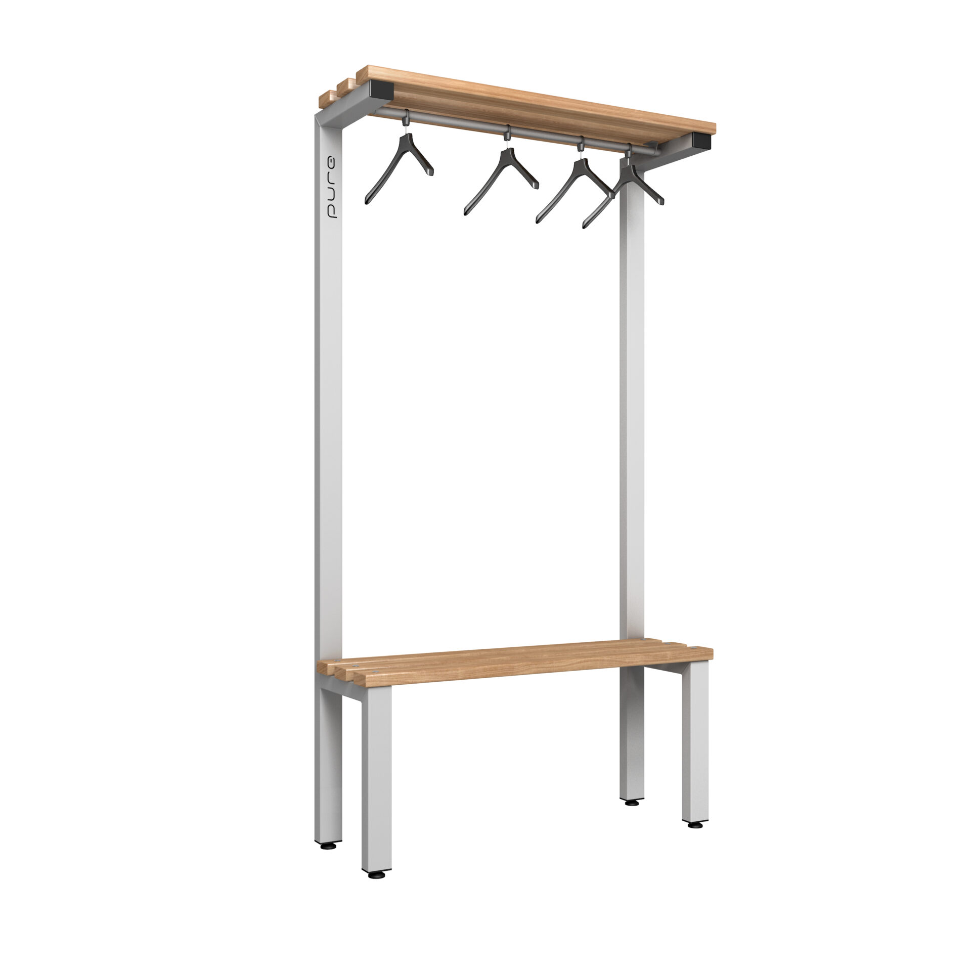 Pure Carbon Zero Single Sided 1000mm Overhead Hanging Bench - Pearl Silver / Solid Timber
