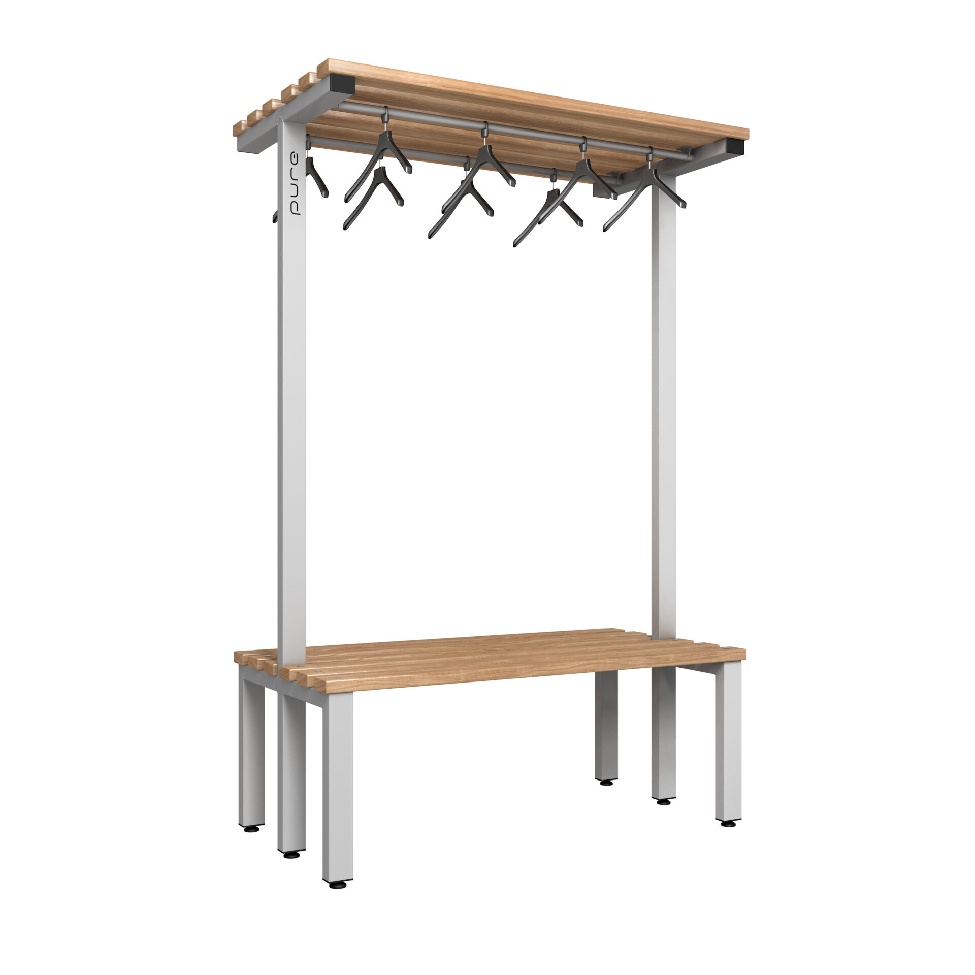 Pure Carbon Zero Double Sided 1200mm Overhead Hanging Bench - Pearl Silver / Solid Timber