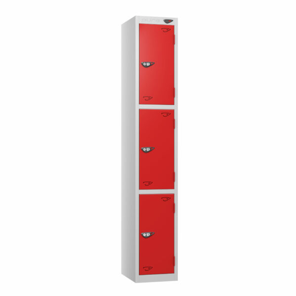 Pure Carbon Zero 3 Door Locker, Silver Carcass, Red Door