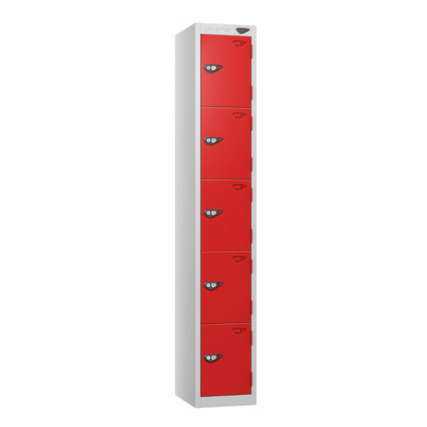 Pure Carbon Zero 5 Door Locker, Silver Carcass, Red Door