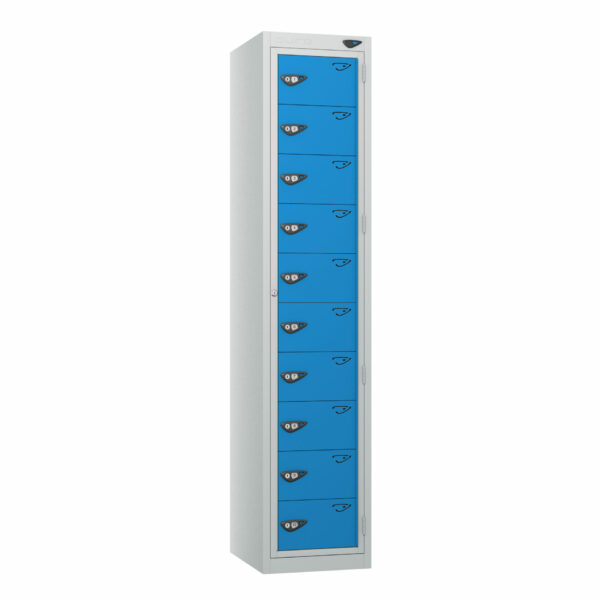 Pure Garment 10 Door Locker, Silver Carcass, Blue Door