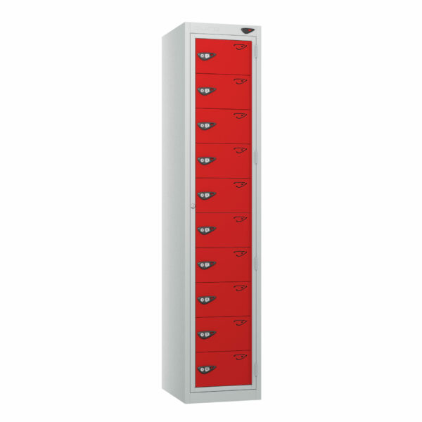 Pure Garment 10 Door Locker, Silver Carcass, Red Door