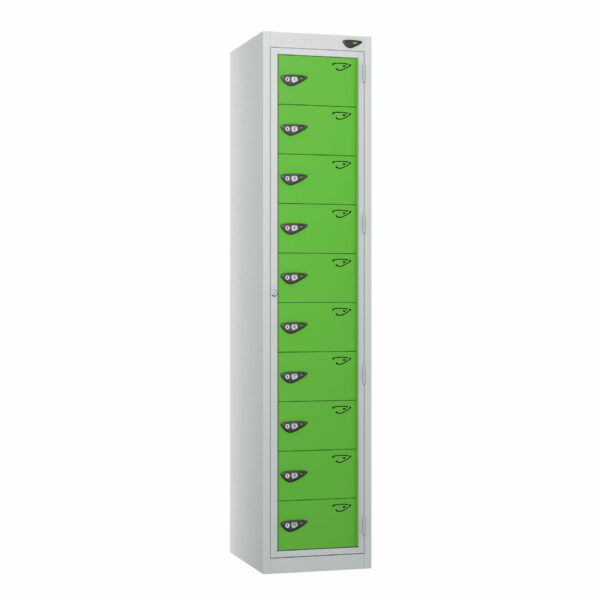 Pure Garment 10 Door Locker, Silver Carcass, Green Door