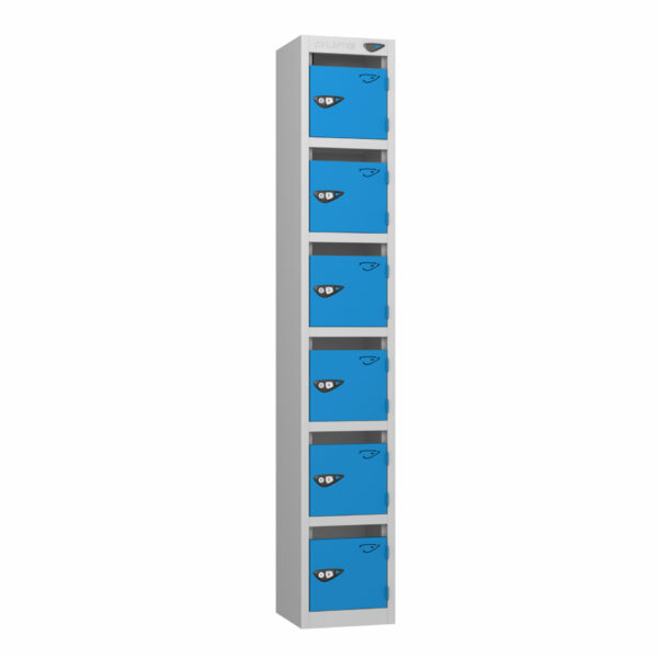 Pure Post 6 Door Locker, Silver Carcass, Blue Door