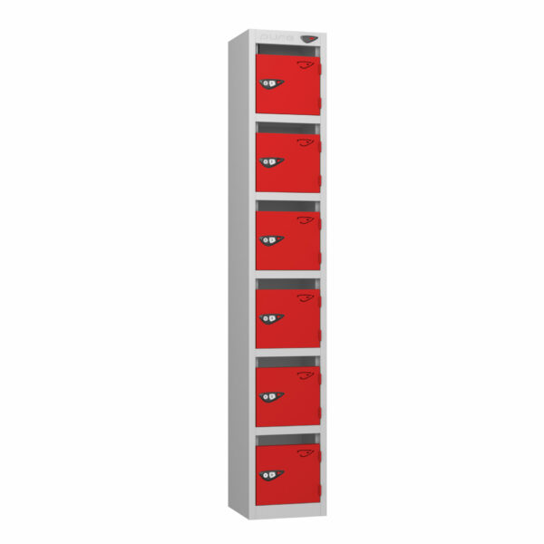 Pure Post 6 Door Locker, Silver Carcass, Red Door