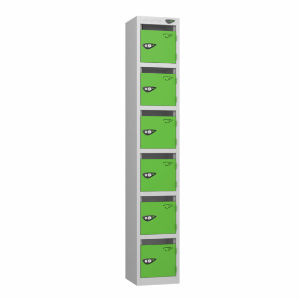 Pure Post 6 Door Locker, Silver Carcass, Green Door