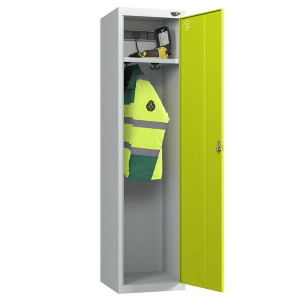 Pure Power 1 Door Health Service Emergency Service Locker, Silver Carcass, Green Door