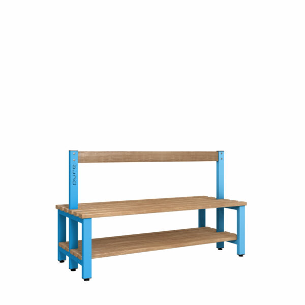 Pure 1500 Low Bench Wood Shelf Dbl Cornflower Blue