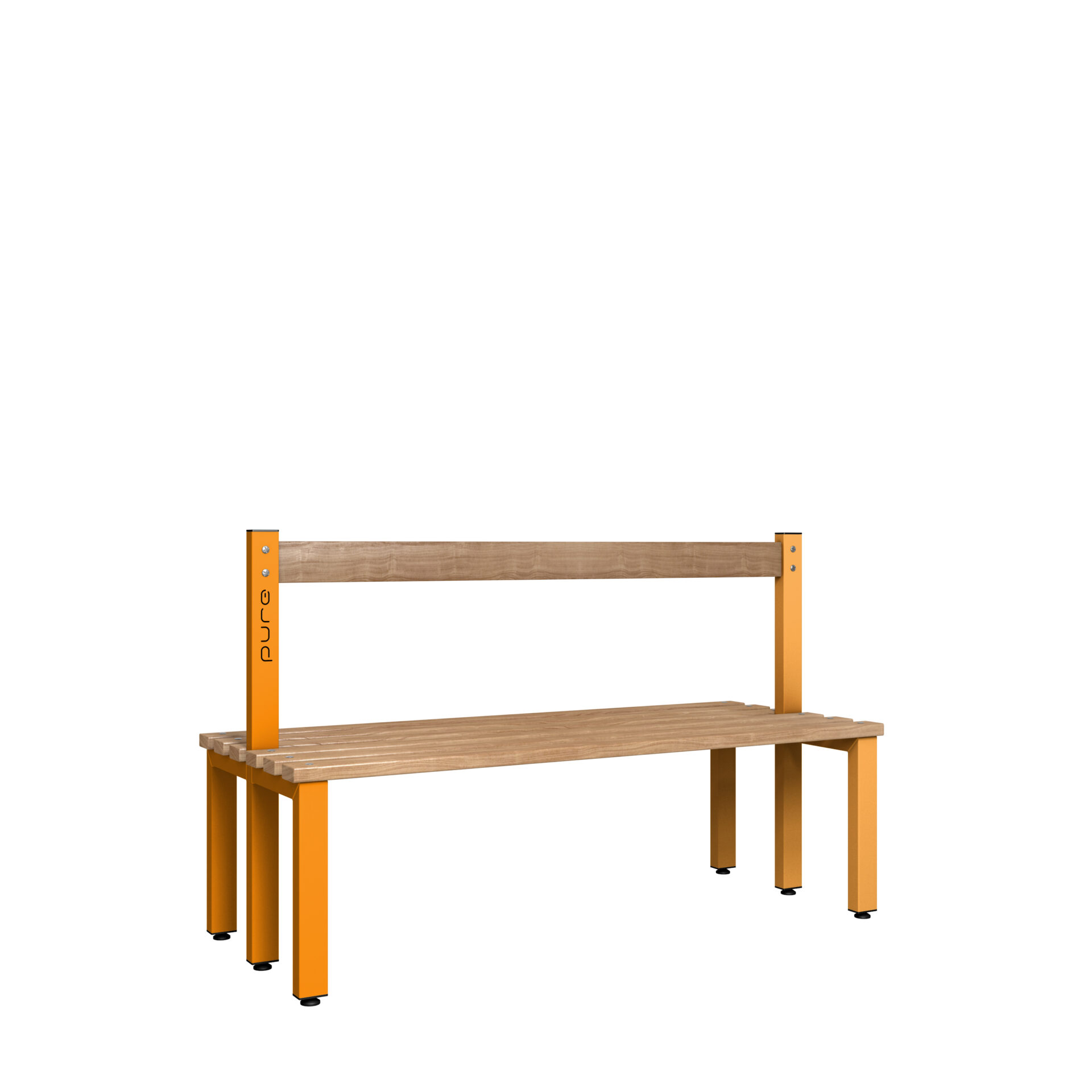 Pure Carbon Zero Double Sided 1500mm Low Height Back Rest Bench - Magma Orange / Solid Timber